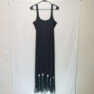 Nash Black Tank Maxi Dress Flowers Feminine Whimsical Size M